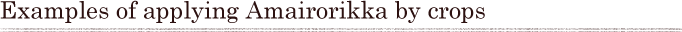 Examples of applying Amairorikka by crops